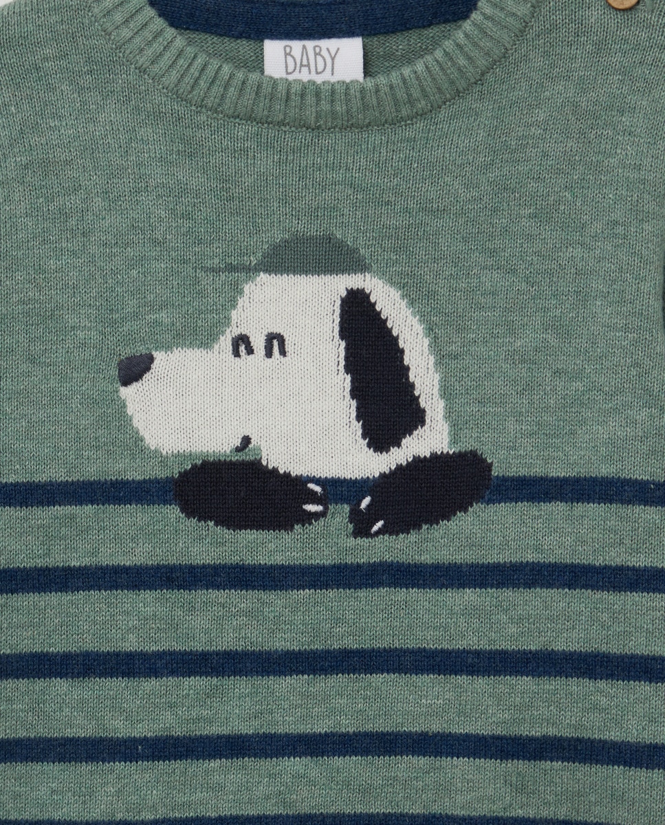 Camisola de Malha de Bebé com Intársia às Riscas e Fantasia Sabão-3