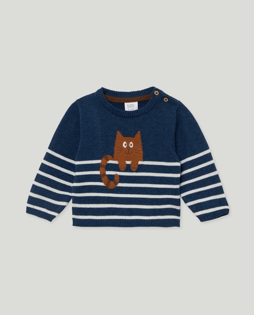 Imagem 0 de Camisola de Malha de Bebé com Intársia às Riscas e Fantasia