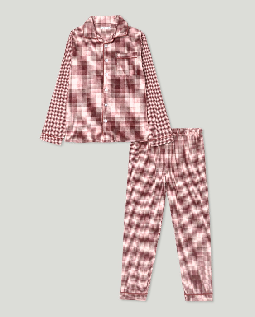 Pijama de niño de franela family Burdeos-1