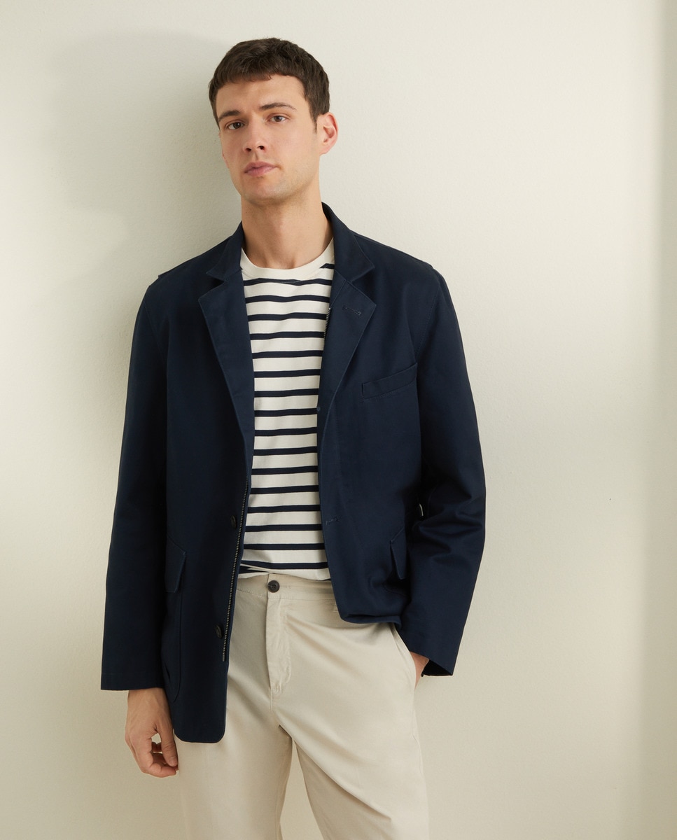 Parka de Algodão com Bolsos Azul-marinho-1