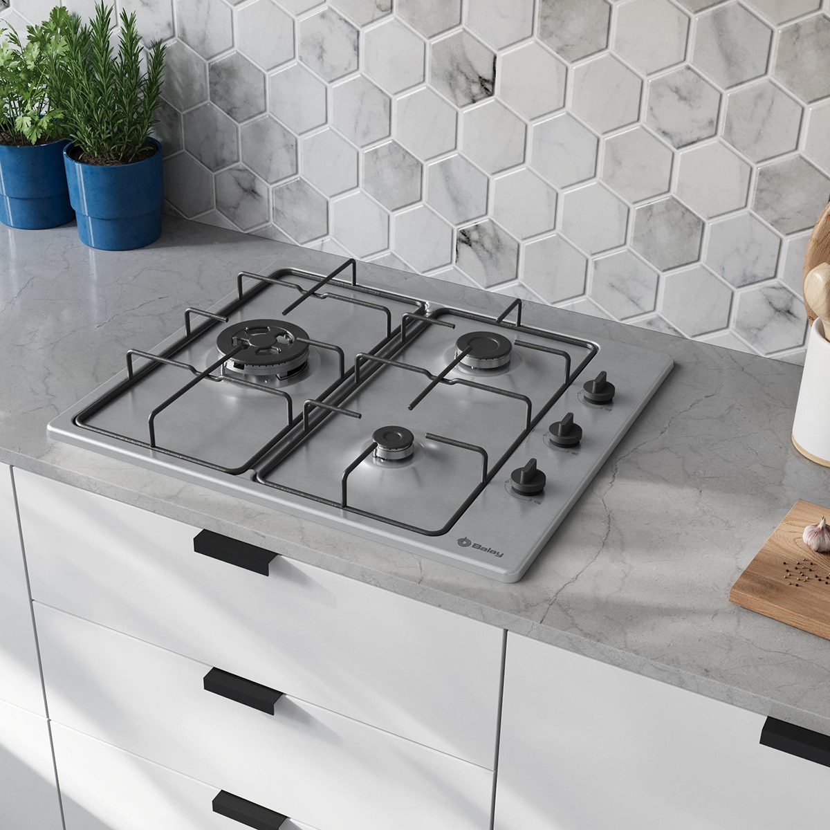 Placa gas Balay 3 quemadores - 3ETX463BB Inox-5
