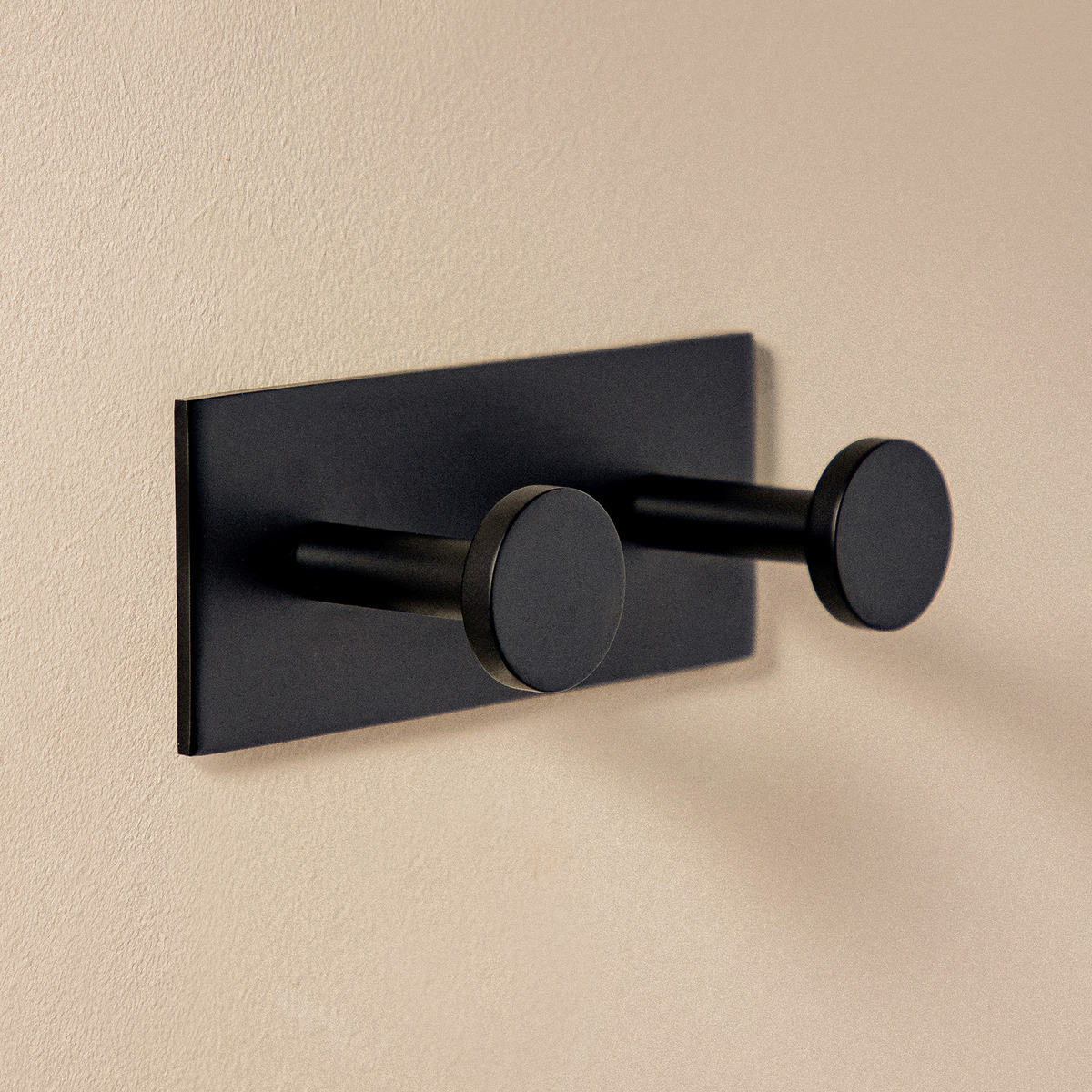 Percha de baño doble Stick Cosmic Negro mate-1