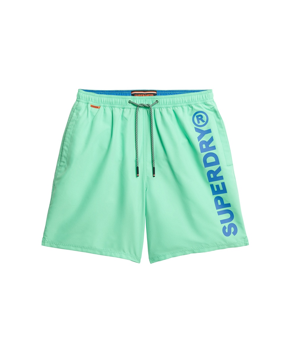 Calções de Banho com Ilustração Desportiva - 42 cm Verde Água-5