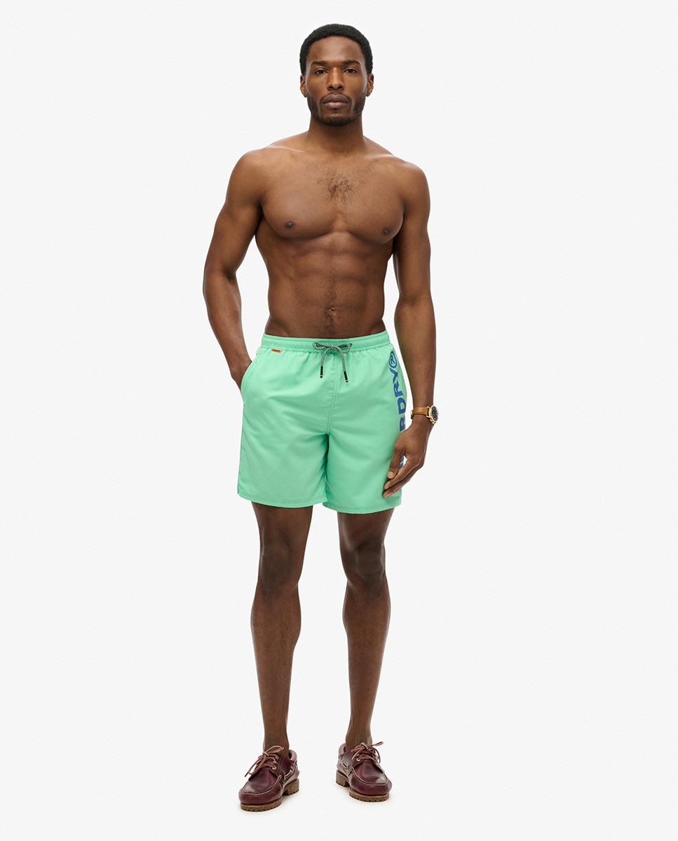 Calções de Banho com Ilustração Desportiva - 42 cm Verde Água-1