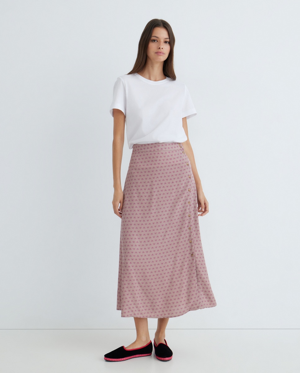 Falda de mujer estampada Rosa-1