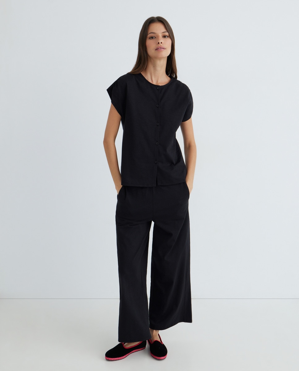 Pantalón punto mujer Negro-1