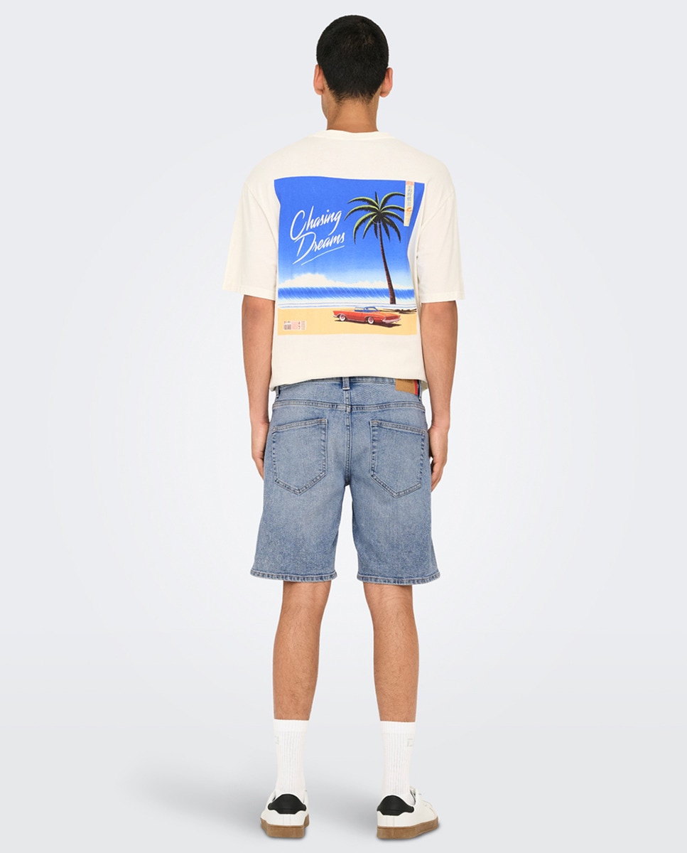 Bermuda vaquera de hombre regular fit. - Only & Sons - Azul claro Azul claro-5