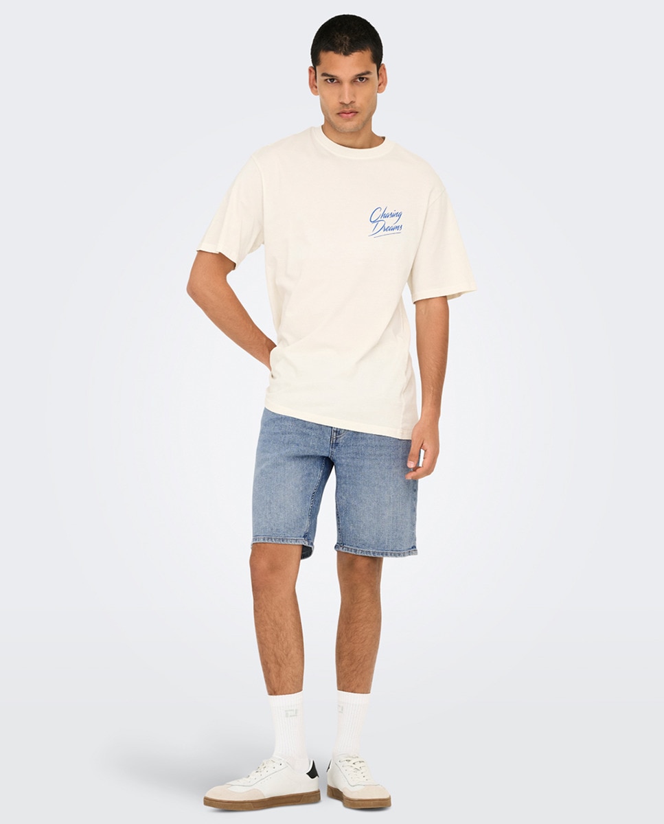 Bermuda vaquera de hombre regular fit. - Only & Sons - Azul claro Azul claro-4