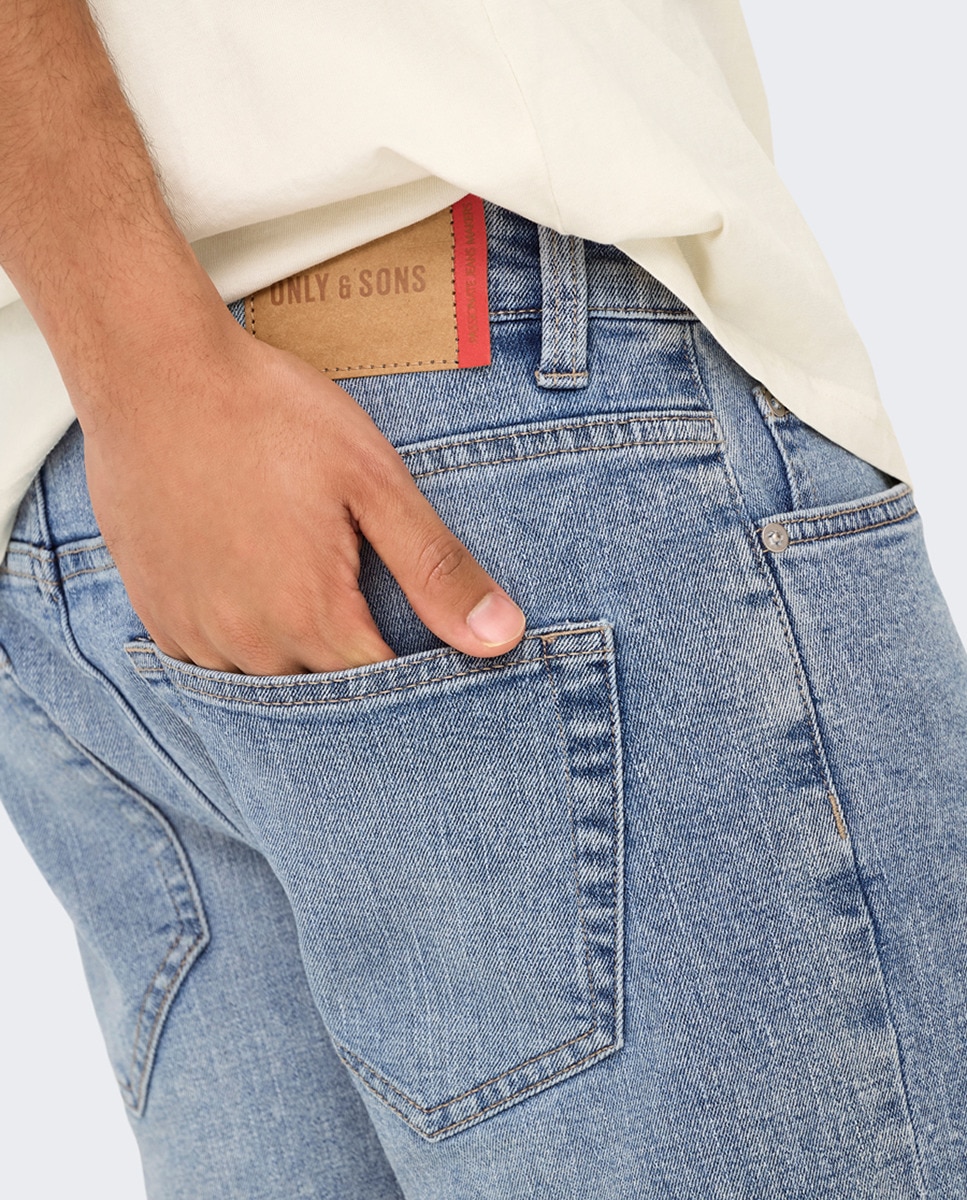 Bermuda vaquera de hombre regular fit. - Only & Sons - Azul claro Azul claro-2