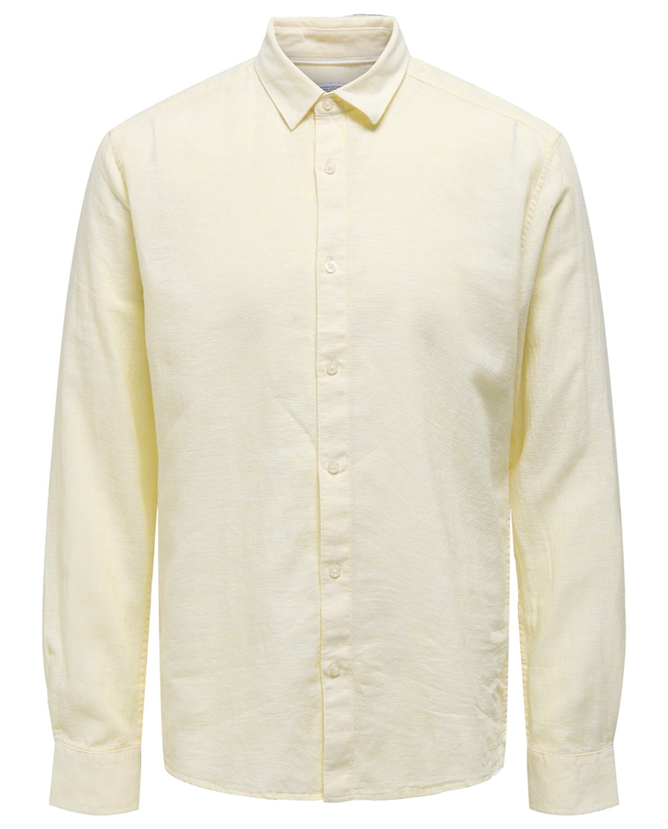 Camisa Slim Fit com Manga Comprida Amarelo-5