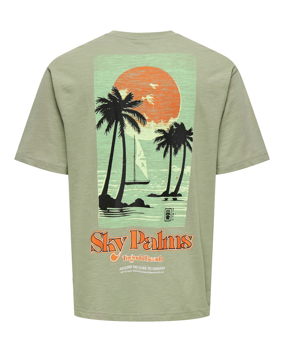 T-shirt Relaxed Fit de Algodão com Manga Curta Verde-4