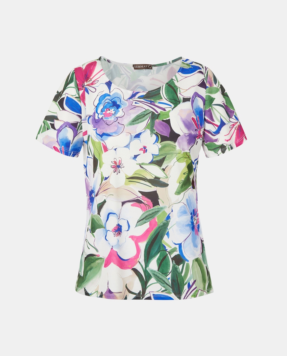 T-shirt estampada de mulher com manga curta Multicolor-4
