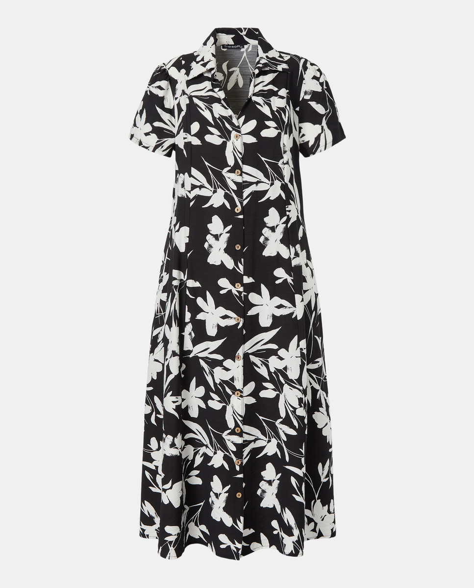 Vestido estampado com manga curta Preto-4