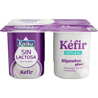 kéfir natural Sin Lactosa digestivo plus pack 4 unidades 125 g - Kaiku