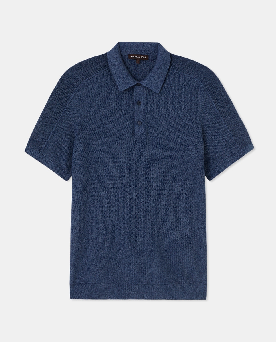 Polo de Malha de Algodão com Manga Curta Azul-claro-4