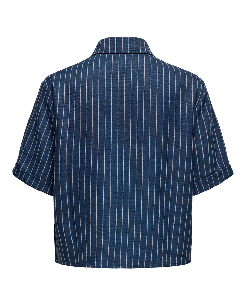 Camisa Curta de Manga Curta Azul-6