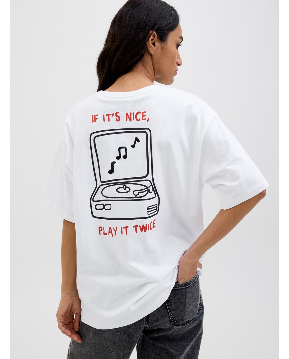 T-shirt Estampada Oversize Branco-1