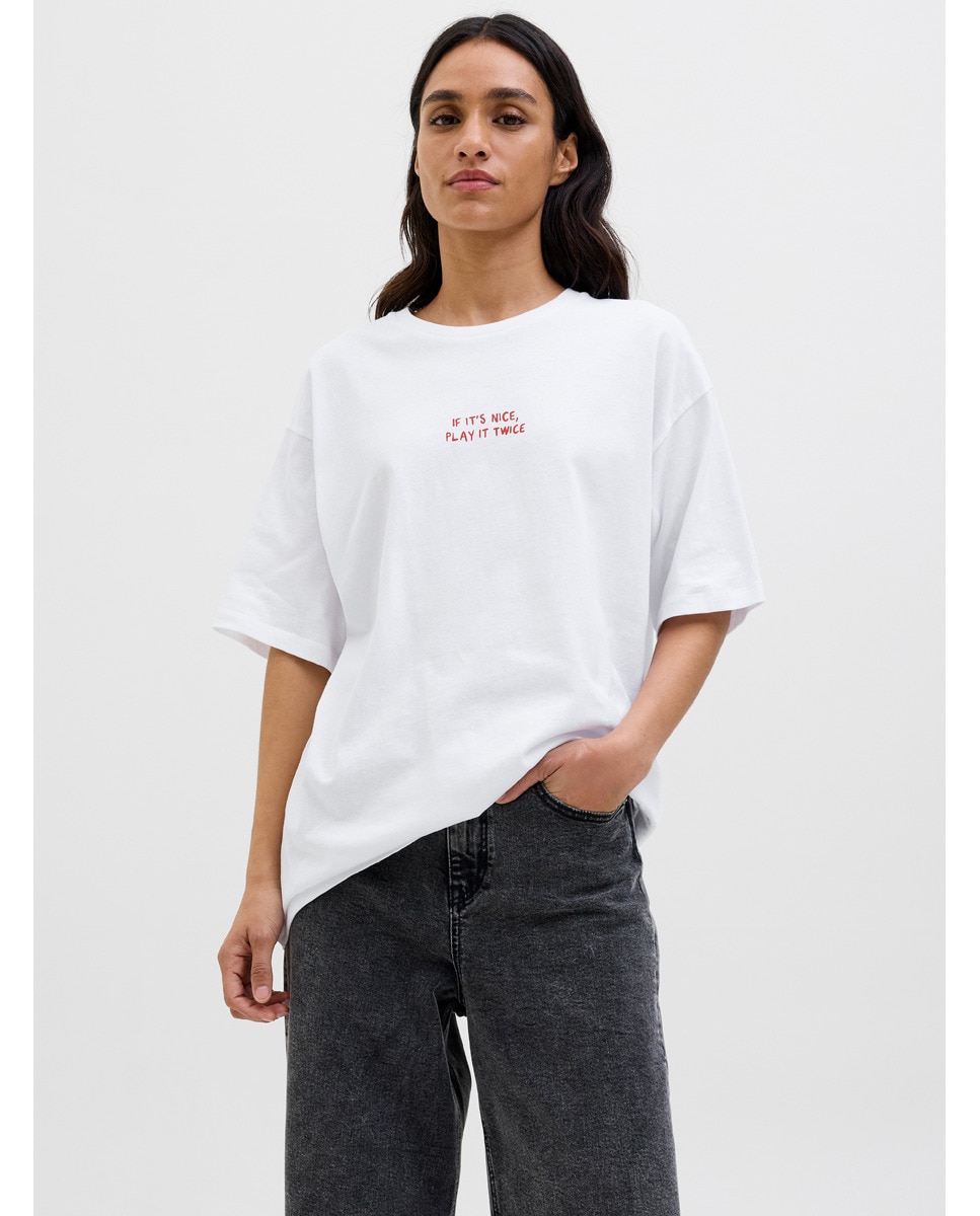 T-shirt Estampada Oversize Branco-2