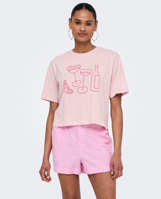 Imagem 0 de T-shirt de mulher com manga curta e decote redondo