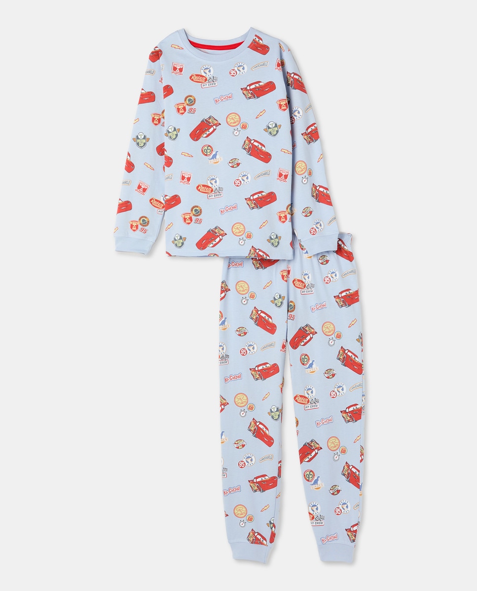 Pijama de Malha com Estampado Carros Azul-marinho-4