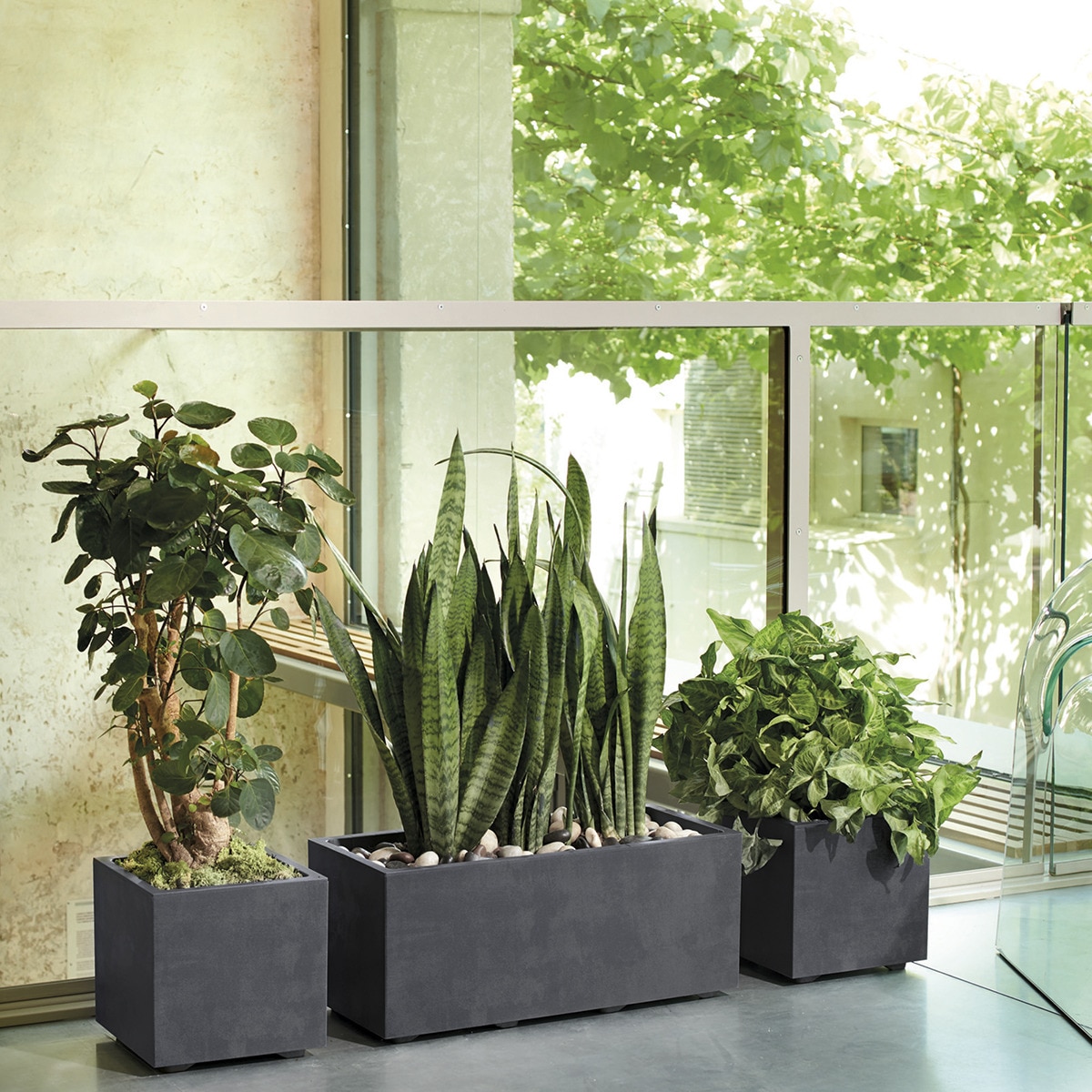 Jardinera Millennium R 79 cm. Antracita. Capacidad 72,6L. Deroma Antracita-3