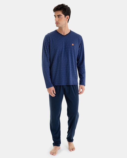 Imagen 0 de Pijama largo de hombre de punto en color azul