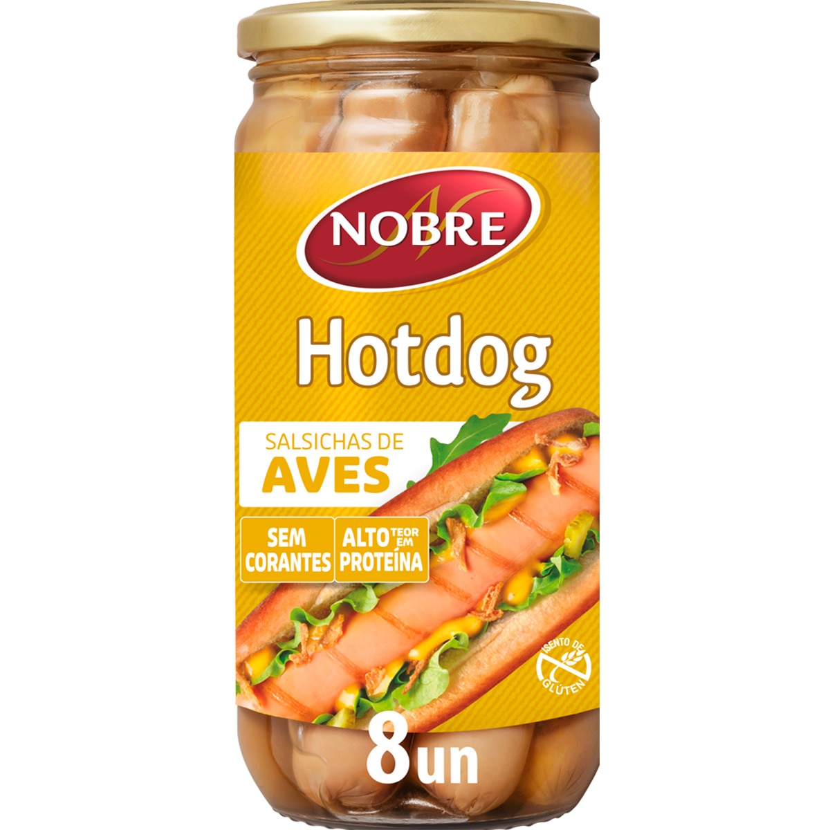 Salsichas Hot Dog de Aves 8 Unidades frasco 420 g