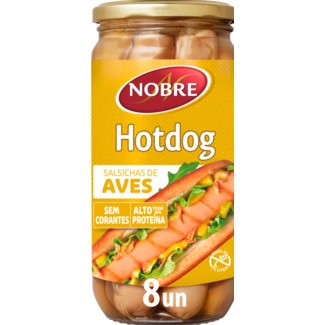 Salsichas Hot Dog de Aves 8 Unidades frasco 420 g - Nobre