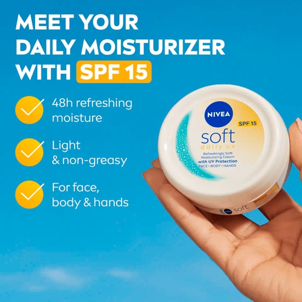 Creme Nivea Soft Daily Uv FP15 embalagem 100 ml