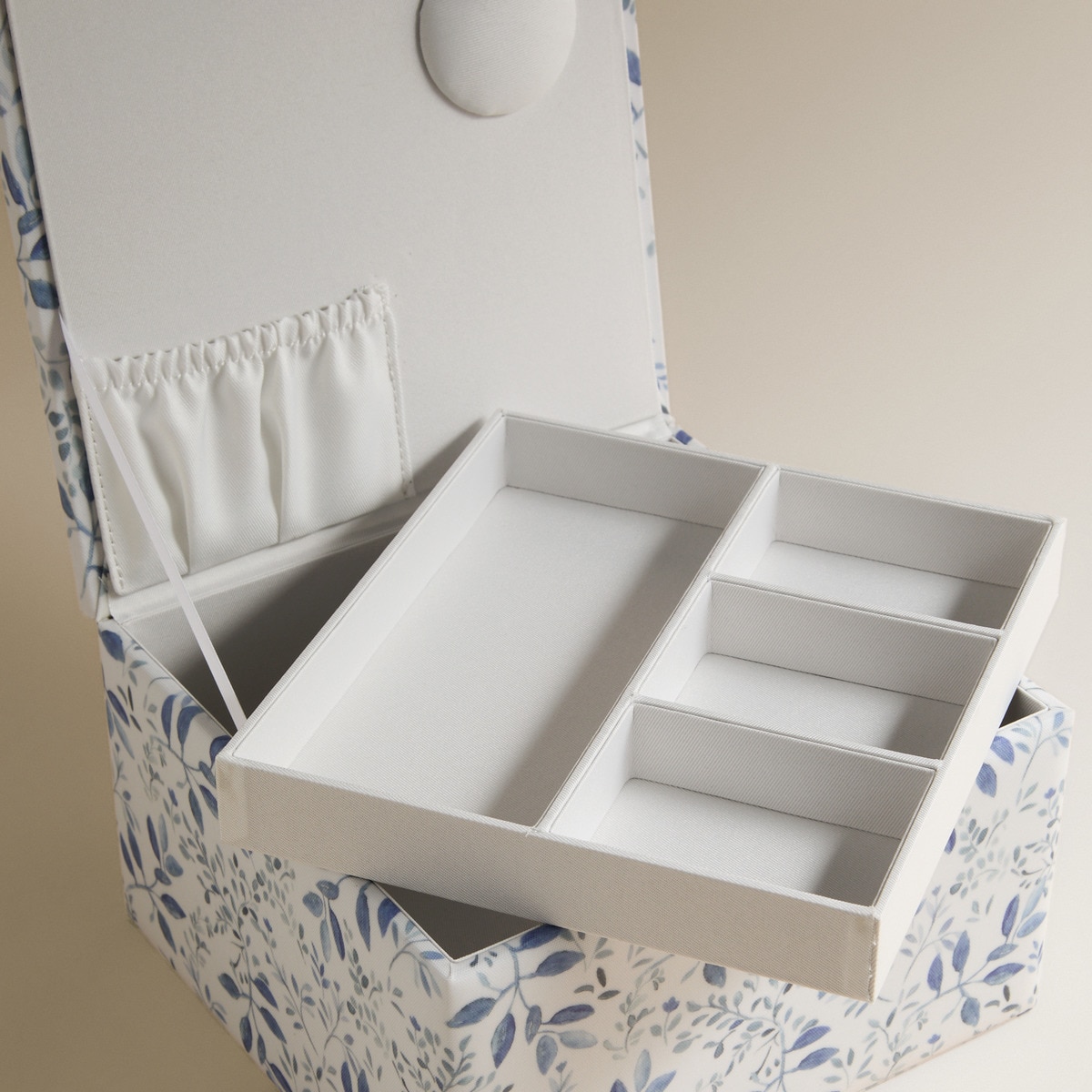 Caixa de Costura Folhas Azul-2