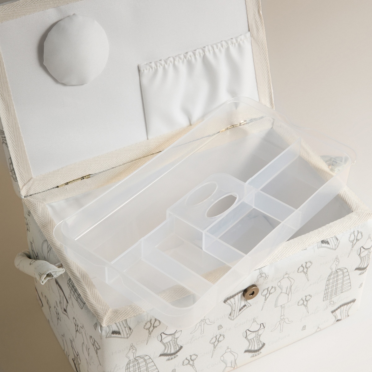 Caixa de Costura Retangular com Alça Corset Cru-2