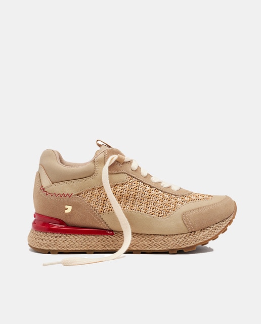 Imagen 0 de Sneakers beige estilo mediterráneo con cuña interna para mujer