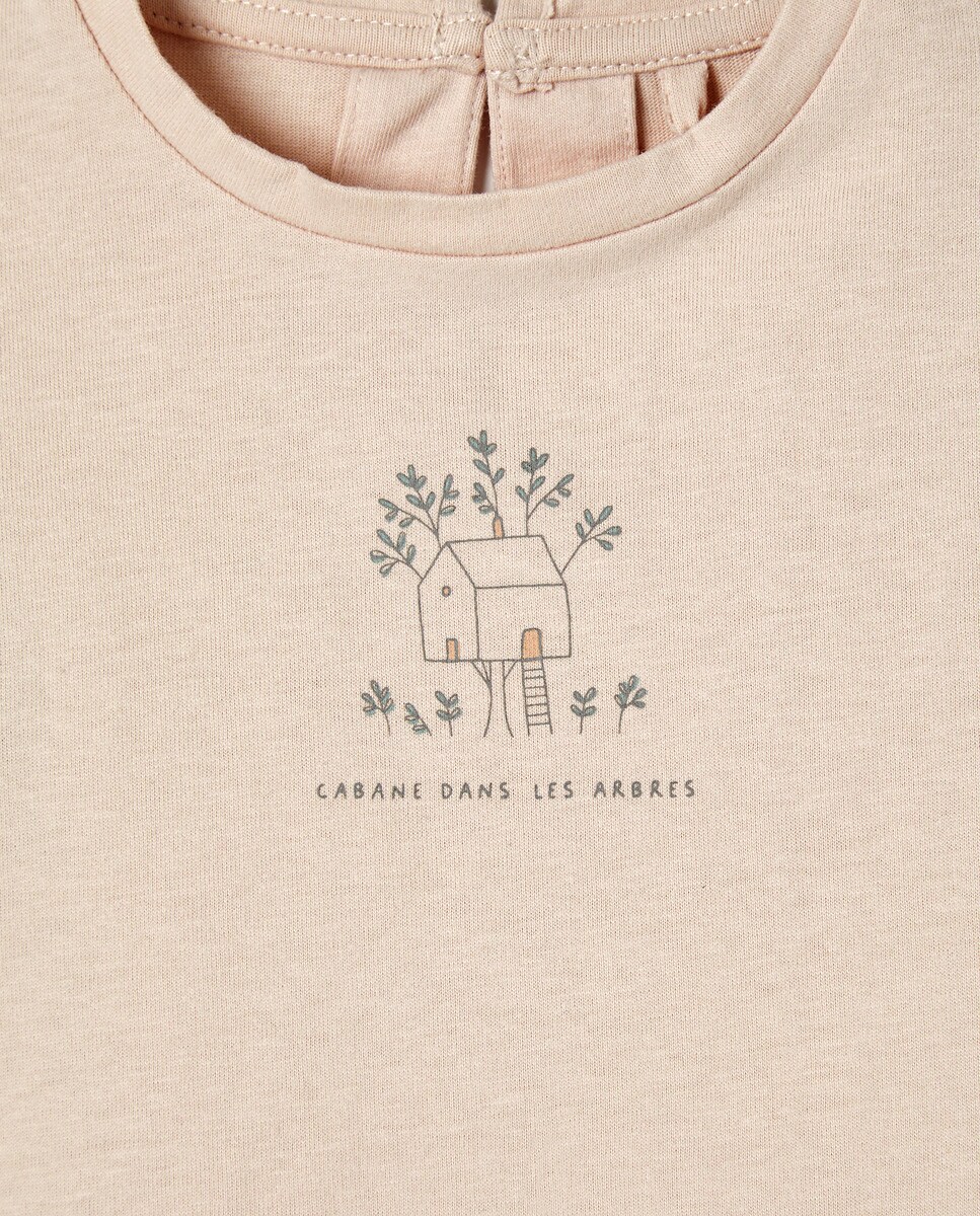 Camiseta bebé básica estampada Rosa-3