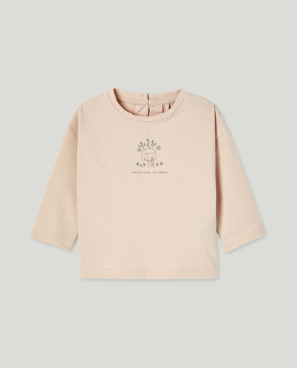 Camiseta bebé básica estampada Rosa-1