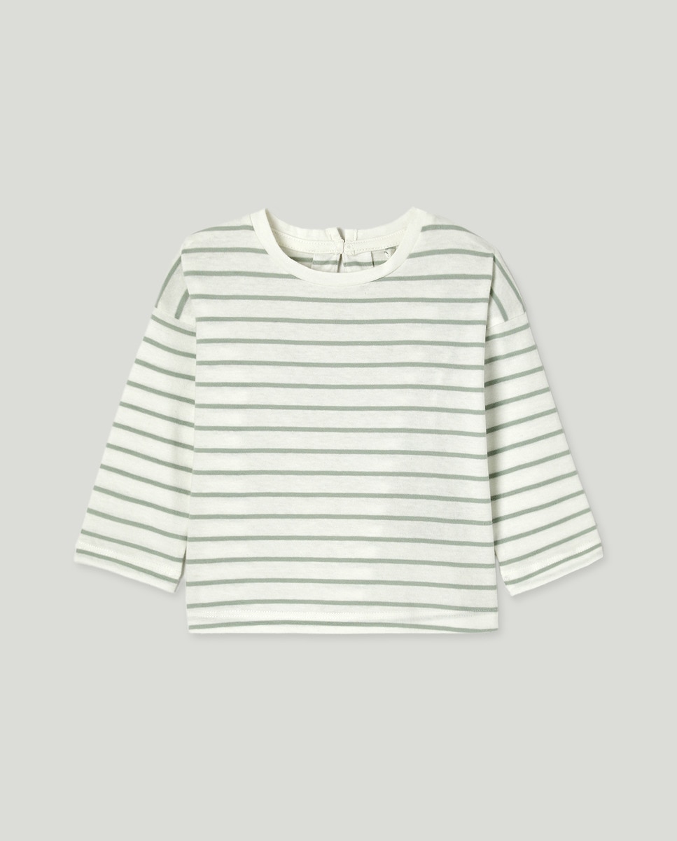 Camiseta bebé basica estampada Blanco roto-1