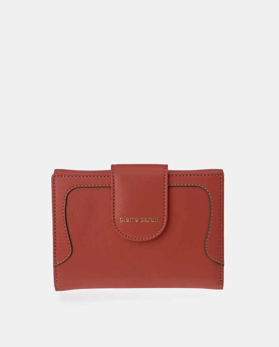 Porta-Moedas com Secção para Notas em Pele Coral-1