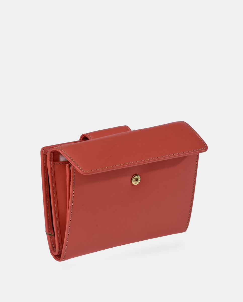 Porta-Moedas com Secção para Notas em Pele Coral-3