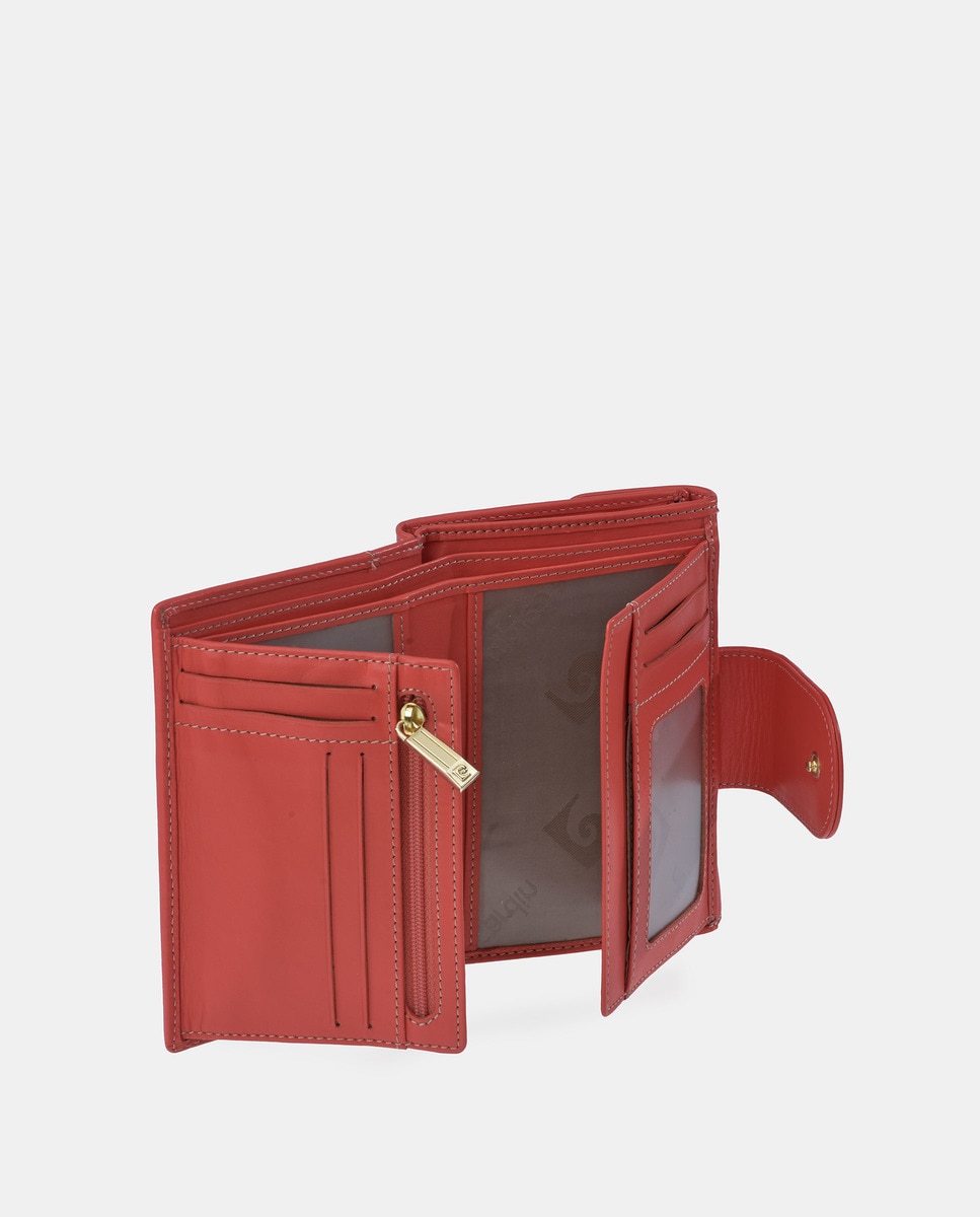 Porta-Moedas com Secção para Notas em Pele Coral-6