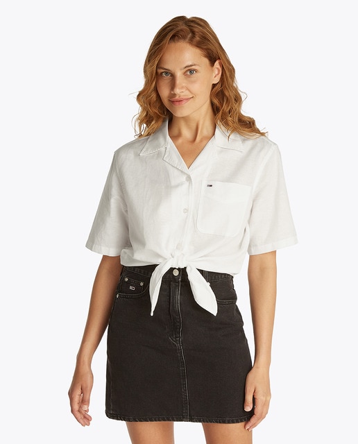 Imagem 0 de Camisa de Linho Cropped com Corte Relaxed