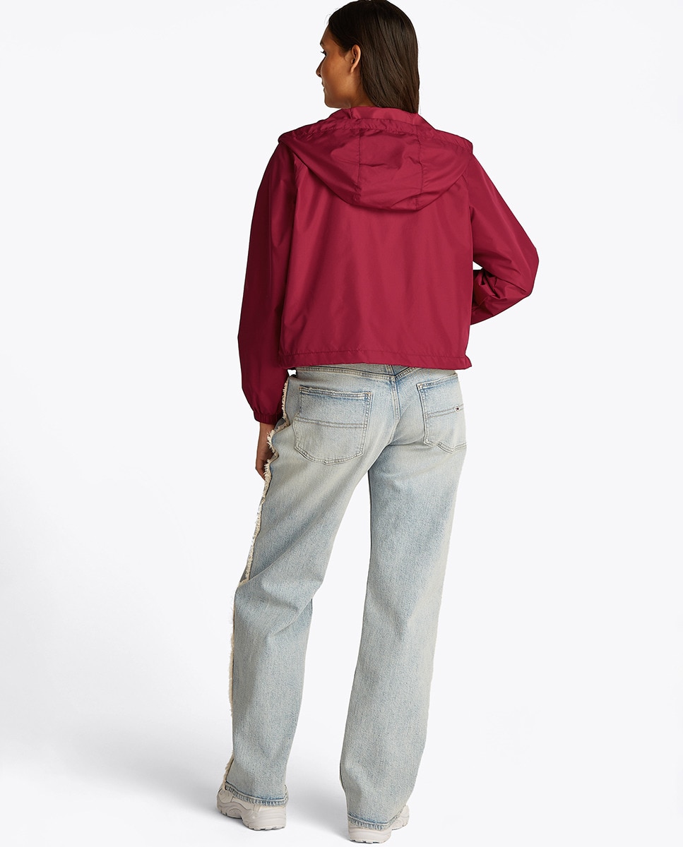 Casaco Corta-Vento com Capuz Fúcsia-3