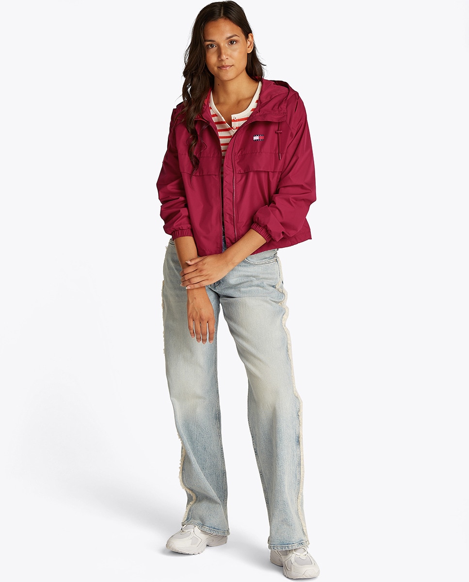 Casaco Corta-Vento com Capuz Fúcsia-2