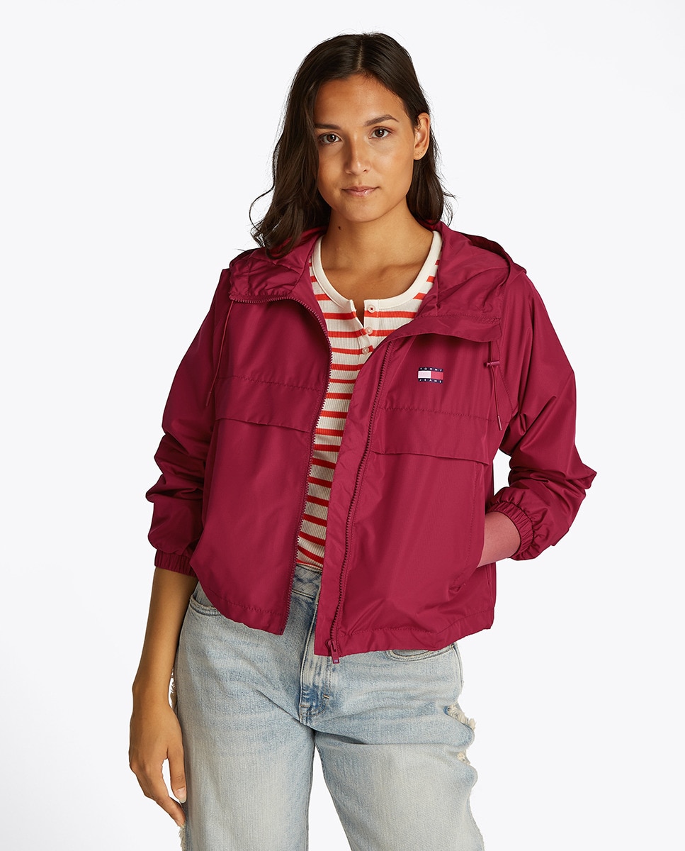 Casaco Corta-Vento com Capuz Fúcsia-1