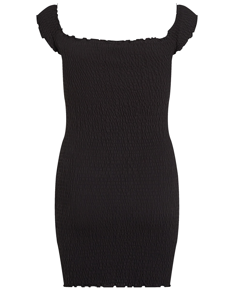 Mini Vestido Smock com Gola Cisne Preto-6