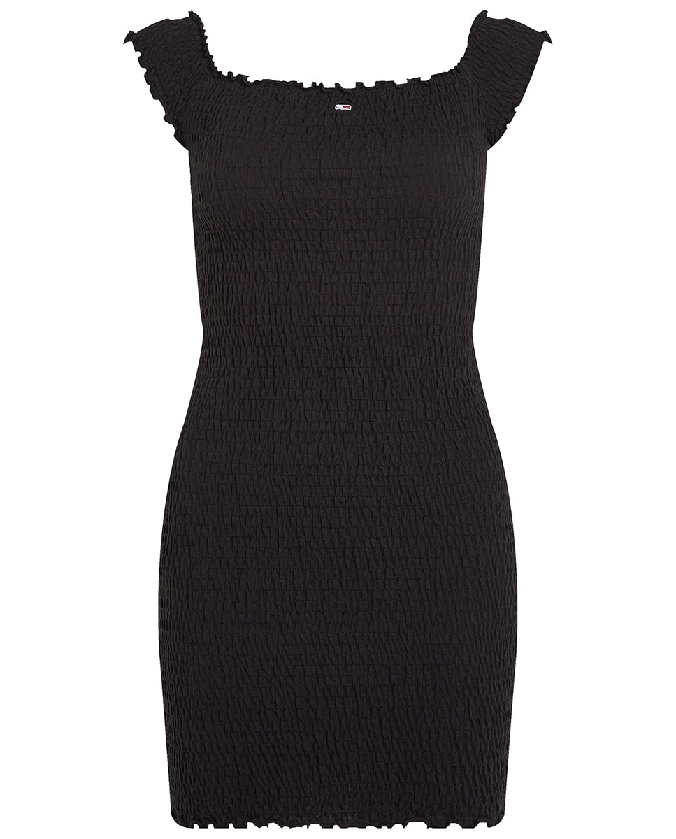 Mini Vestido Smock com Gola Cisne Preto-5