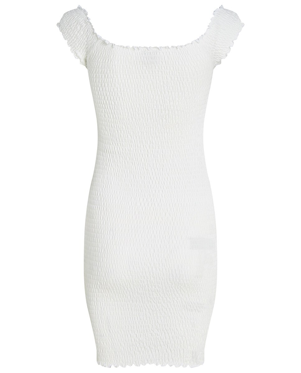 Mini Vestido Smock com Gola Cisne Branco-6