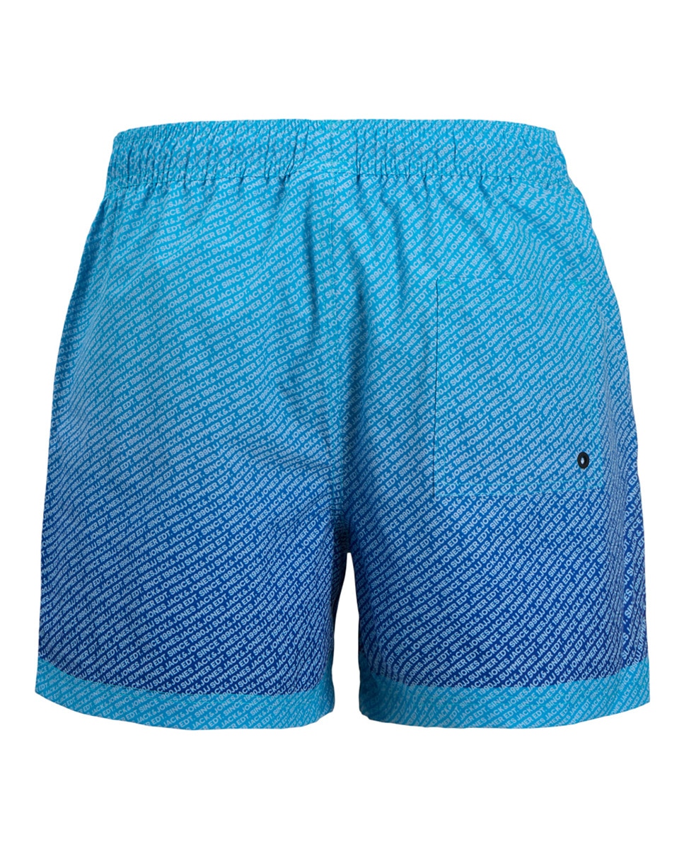 Calções de Banho de Cor em Degradé com Cintura Elástica Azul-8