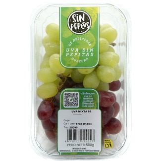 uva blanca y rosada sin semilla tarrina 500 g - Sin Pep@s