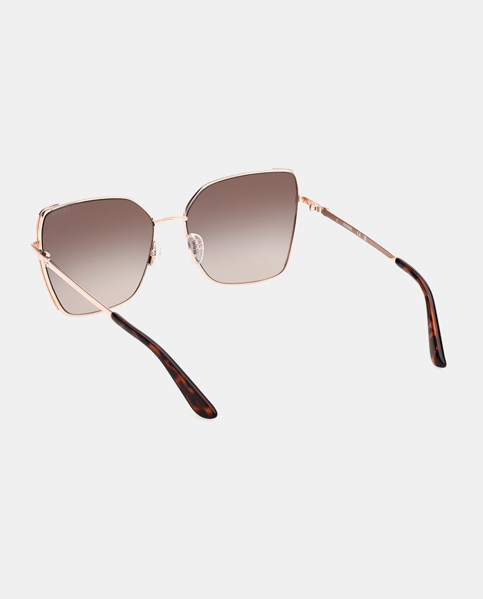 Óculos de Sol Cat Eye em Metal com Lente em Degradé Castanho-4
