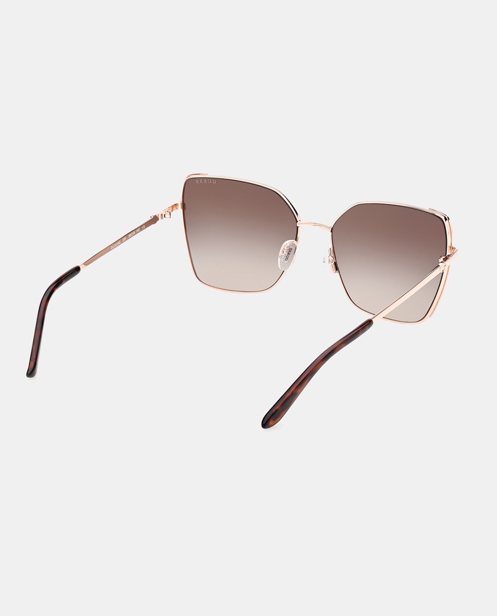 Óculos de Sol Cat Eye em Metal com Lente em Degradé Castanho-6