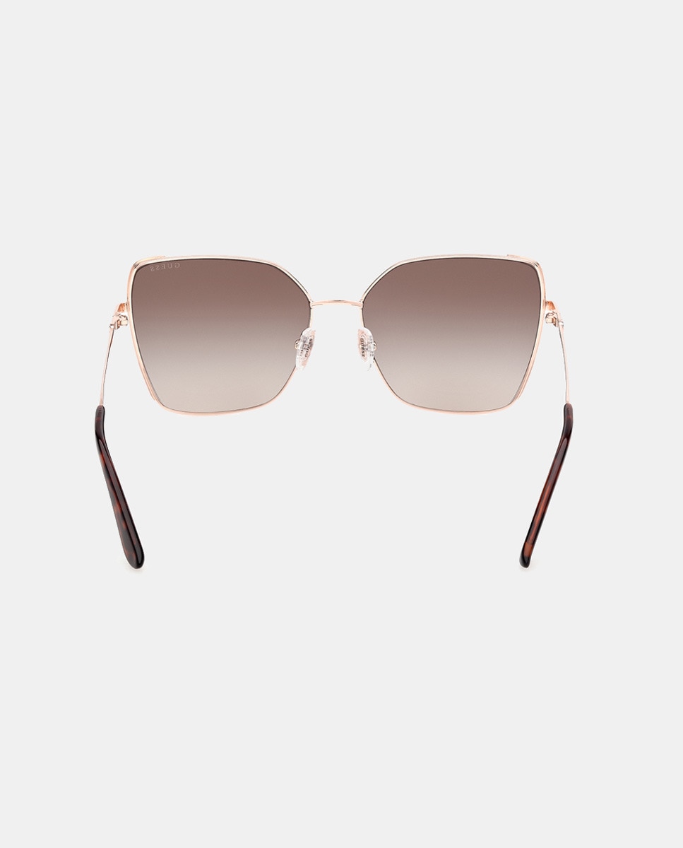 Óculos de Sol Cat Eye em Metal com Lente em Degradé Castanho-5